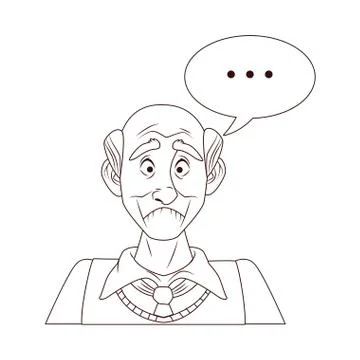 Old grandfather with consecutive points in speech bubble 스톡 일러스트