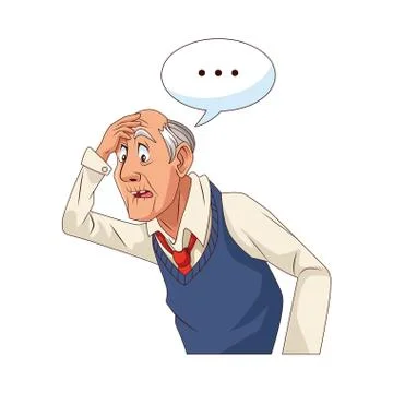 Old grandfather with consecutive points in speech bubble 스톡 일러스트
