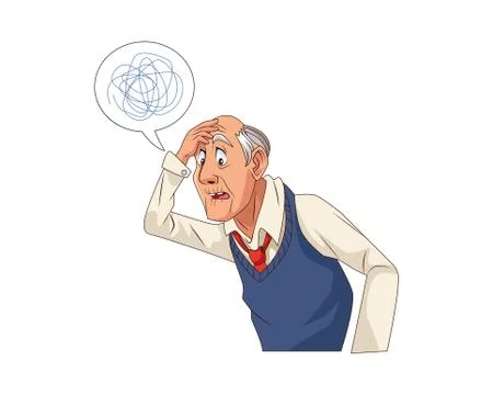 Old grandfather with scribble in speech bubble 스톡 일러스트