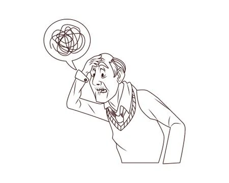 Old grandfather with scribble in speech bubble 스톡 일러스트