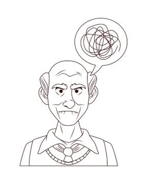 Old grandfather with scribble in speech bubble 스톡 일러스트