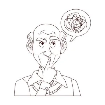 Old grandfather with scribble in speech bubble 스톡 일러스트