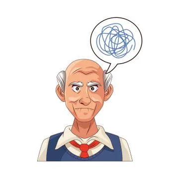Old grandfather with scribble in speech bubble 스톡 일러스트