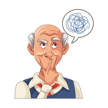 Old grandfather with scribble in speech bubble 스톡 일러스트