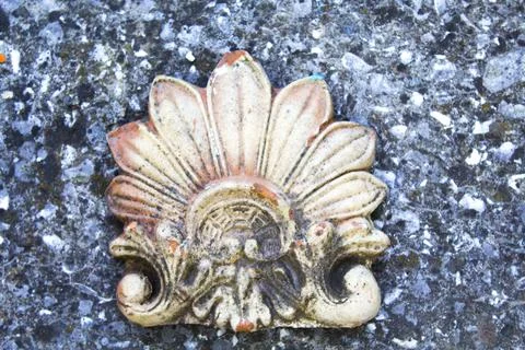 Old grave tile on the ground, architecture Stock Photos