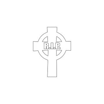Old gravestone. Ancient RIP. flat vector icon Stock Illustration