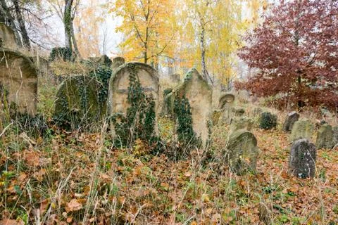 Old gravestones on ancient graveyard Stock Photos