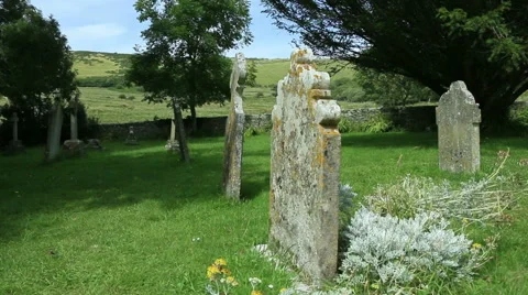 Old gravestones in the countyside 2 Stock Footage 40716997