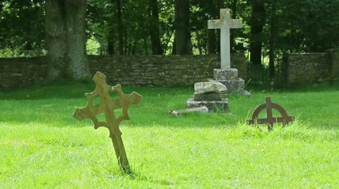 Old gravestones in the countyside 3 Stock Footage 40717001