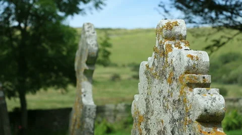 Old gravestones in the countyside 4 Stock Footage 40716982