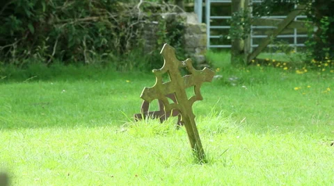 Old gravestones in the countyside 5 Stock Footage 40716980