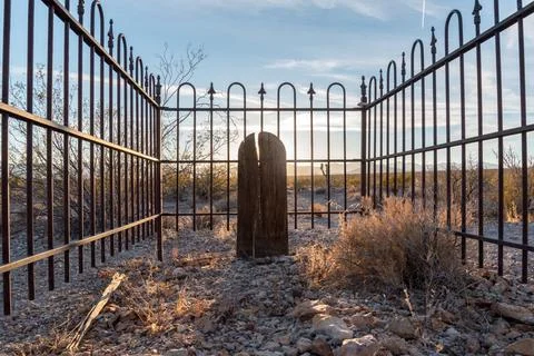 The old graveyard of the ghost town Rhyolite in Death Valley Stock Photos