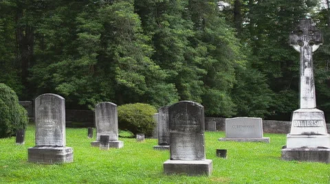 Old Graveyard Long Pan 180 Degrees Stock-Footage 65146232