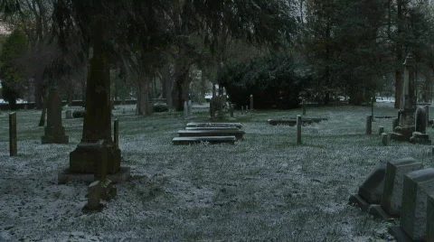 Old graveyard pan Stock Footage