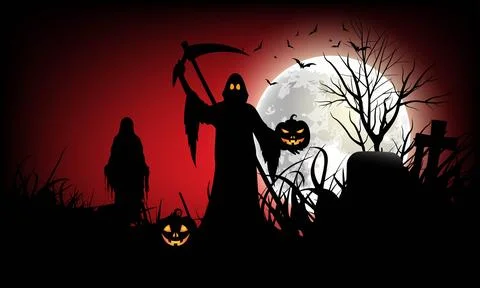 "The Old Graveyard: The Pumpkin Killer Has Returned for More Victims Stock Illustration