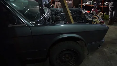 Old gray car Видео 220874935