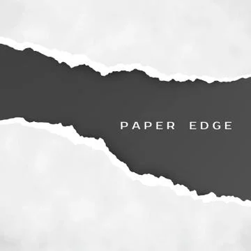 Old gray torn paper isolated over black background. Torn paper edge. Paper te Stock Illustration