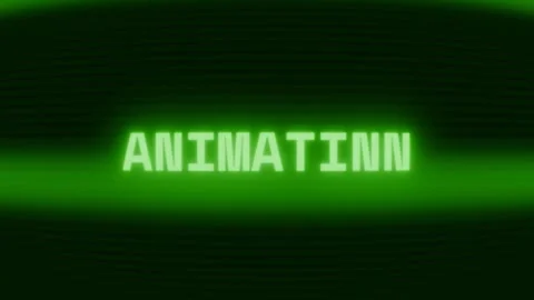 Old green CRT screen showing text ANIMATION appearing in random glitch and Stock Footage 318280840