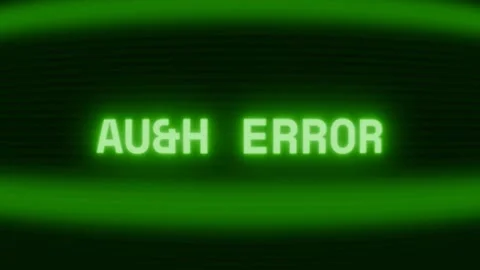 Old green CRT screen showing text AUTH ERROR appearing in random glitch and Stock Footage 318281124