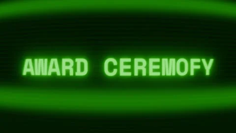 Old green CRT screen showing text AWARD CEREMONY appearing in random glitch and Stock Footage 318281270