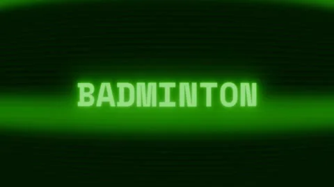 Old green CRT screen showing text BADMINTON appearing in random glitch and Stock Footage 318281316