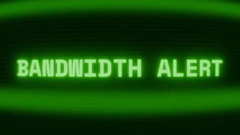 Old green CRT screen showing text BANDWIDTH ALERT appearing in random glitch and Stock Footage 318281377