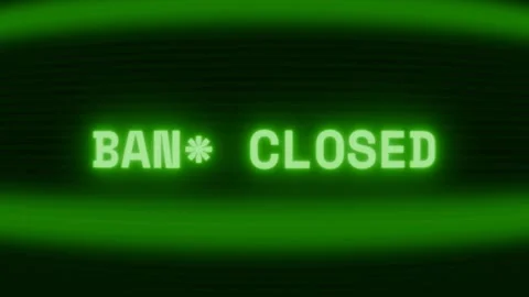 Old green CRT screen showing text BANK CLOSED appearing in random glitch and Stock Footage 318281400
