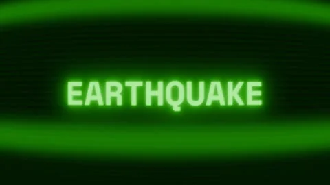Old green CRT screen showing text EARTHQUAKE appearing in random glitch and Stock Footage 318287482