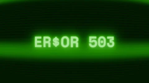 Old green CRT screen showing text ERROR 503 appearing in random glitch and Stock Footage 318287789