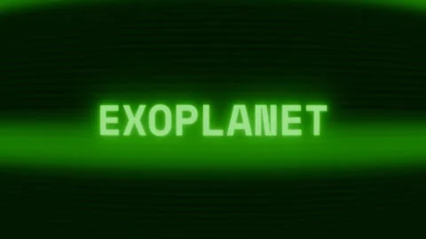 Old green CRT screen showing text EXOPLANET appearing in random glitch and 動画素材 318288044