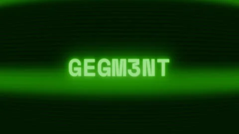 Old green CRT screen showing text SEGM3NT appearing in random glitch and coding Stock Footage 318315655
