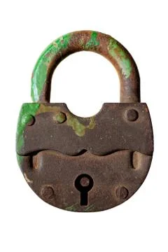 Old green padlock Stock Photos
