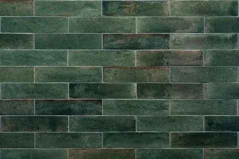 Old, green, rustic tiles wall, background Stock Photos
