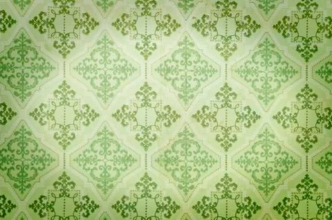 Old green wallpaper Stock Photos