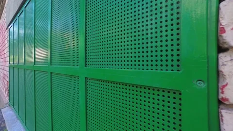 Old green window with grid Stock Footage 110890878