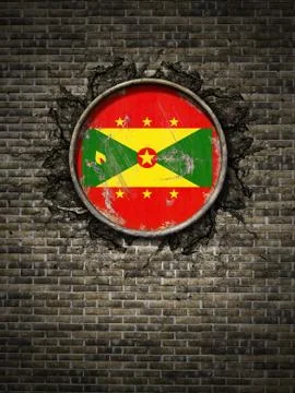 Old  Grenada flag in brick wall Stock Illustration