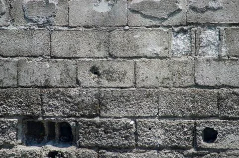 Old Grey Broken Wall Stock Photos