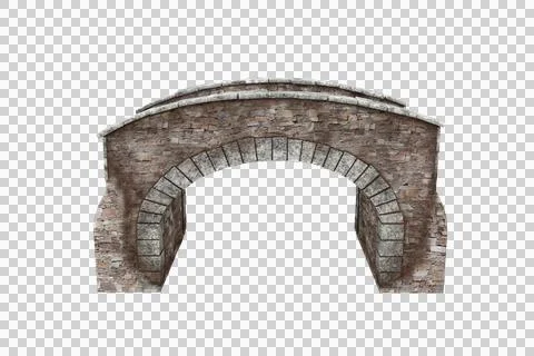 Old grey stone bridge 3D rendering isolated. Stock Illustration