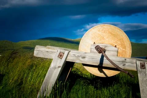Old grinding stone for grinding tools Stock Photos