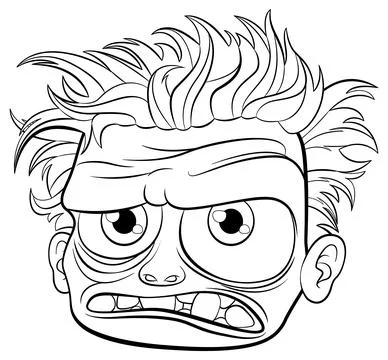 Old Grumpy Man Cartoon Outline Illustration Illustrazione stock