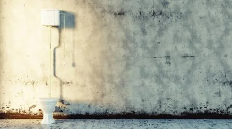 Old grunge bathroom background 3d render Stock Illustration