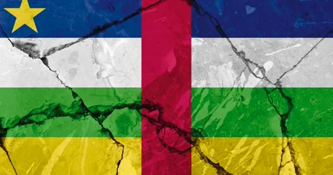 An old grunge cracked wall with the central african republic flag Stock Footage 337427842
