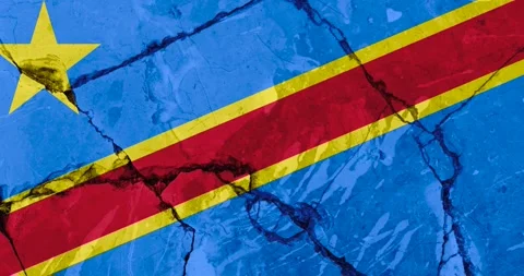 An old grunge cracked wall with the democratic republic of the congo flag Vidéo 337428283