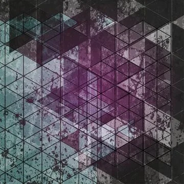 Old grunge retro texture abstract background with low poly triangular pattern Stock Illustration