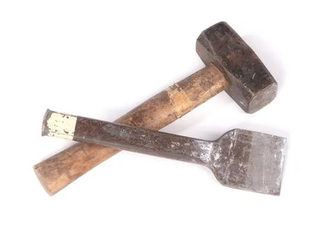 Old grungy chisel for stone works Stock Photos