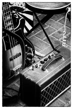 Old guitar and amplifier Stock Photos