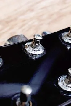 Old guitar font without strings close up Foto stock