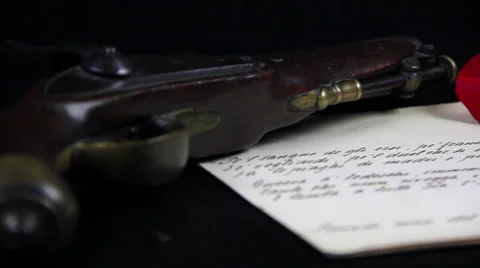 Old gun and diary, close up Stock Footage 51311442