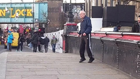 Old guy break dance Stock Footage 97525446