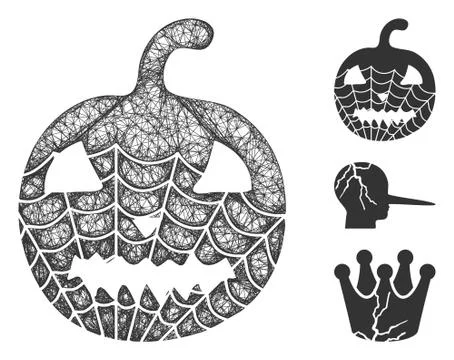 Old Halloween Pumpkin Polygonal Web Vector Mesh Illustration Illustrazione stock